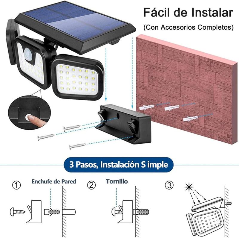 EcoSecure Luces Led Ultra Brillantes - Panel solar de REGALO